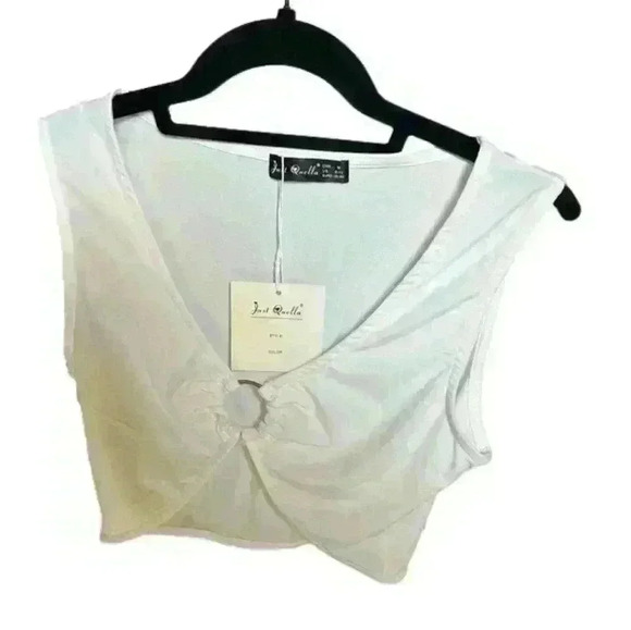 Just Quella Tops - Just Quella Cropped Top, Women's Size M, White